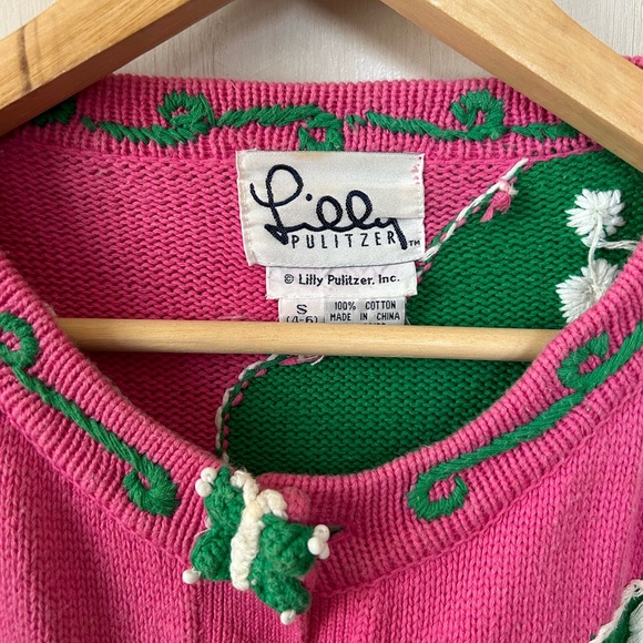 Vintage Lilly Pulitzer Spring Cardigan Sweater Embroidery Butterfly Beads - Picture 3 of 10